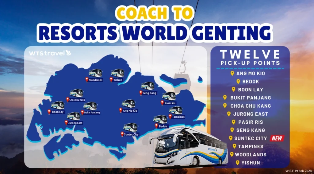 Map of WTS Travel Genthing Bus Pick-up points in Singapore