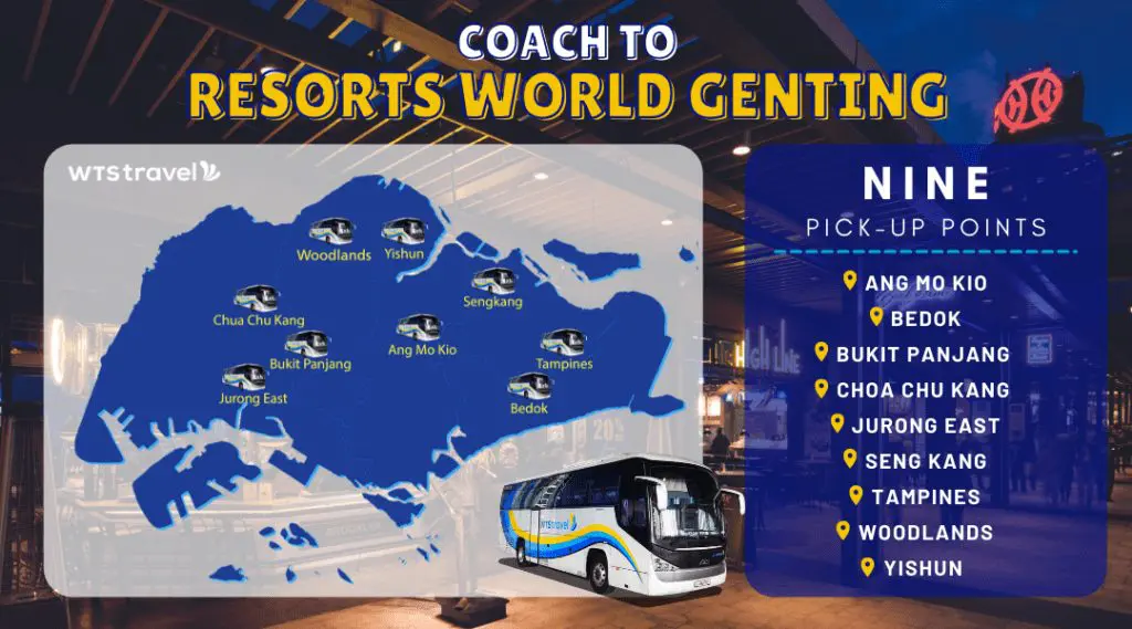 Map of WTS Travel Genthing Bus Pick-up points in Singapore